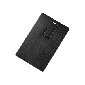 Флеш-карта USB 2.0 16 Gb в виде металлической карты "Card Metal", черный с логотипом
