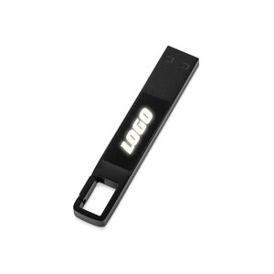 USB 2.0- флешка на 32 Гб c подсветкой логотипа «Hook LED», темно-серый, белая подсветка