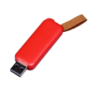 USB-флешка промо на 32 Гб прямоугольной формы, выдвижной механизм, красный с логотипом