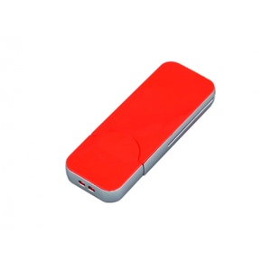 USB-флешка на 16 Гб в стиле I-phone, прямоугольнй формы, красный с логотипом