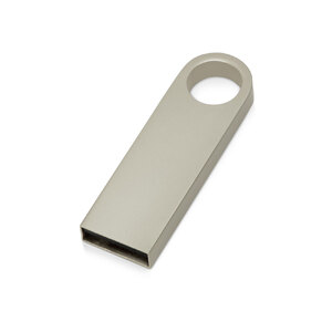 USB 2.0-флешка на 16 Гб с мини чипом и круглым отверстием, серебристый с логотипом