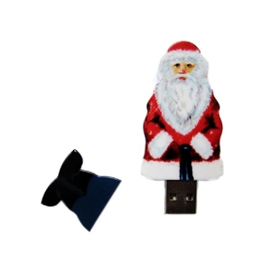 USB-флешка на 16 Гб Дед Мороз Santa под нанесение, белый с логотипом