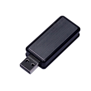 USB-флешка промо на 32 Гб прямоугольной формы, выдвижной механизм, черный с логотипом