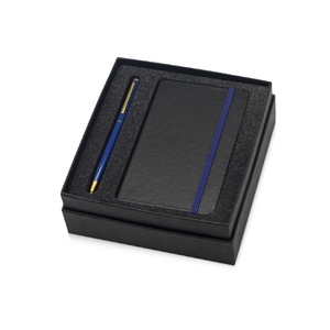 Подарочный набор Reporter с ручкой и блокнотом А6, синий с логотипом