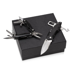 Подарочный набор с мультитулом и ножом «Blacksmith», черный с логотипом