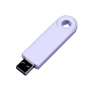 USB-флешка промо на 32 Гб прямоугольной формы, выдвижной механизм, белый с логотипом
