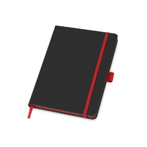 Блокнот "ColorNote Black", твердая обложка A5, 80 листов, черный с красным с логотипом