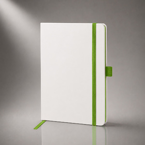 Блокнот "ColorNote White", твердая обложка A5, 80 листов, белый и зеленое яблоко с логотипом