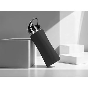 Бутылка для воды "Bottle C1", сталь, soft touch, 600 мл, черный с логотипом