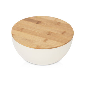 Салатник Bowl с бамбуковой крышкой, бежевый с логотипом