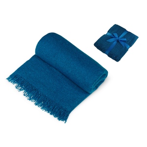 Плед акриловый Mohair, синий с логотипом