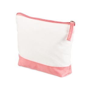 Косметичка хлопковая Cotton, белый/пыльно-розовый с логотипом