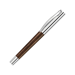 Ручка роллер "TITAN WOOD R", синий, 0.7 мм, коричневый/серебряный с логотипом