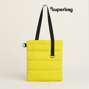 Шоппер Superbag Bubble, стёганый, с магнитной кнопкой (жёлтый с чёрным) с логотипом