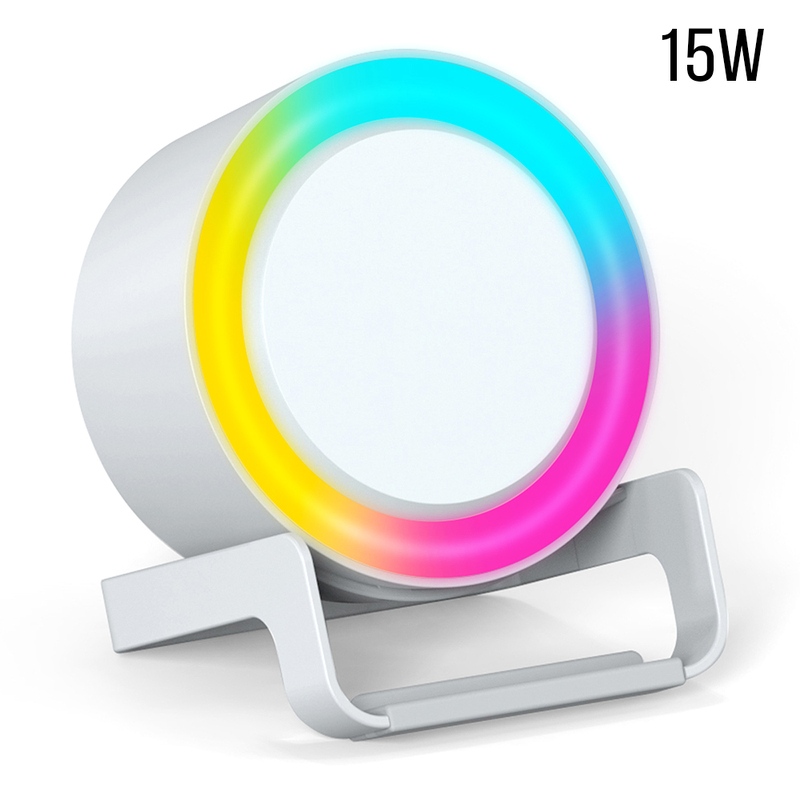 Беспроводная Bluetooth колонка U-Tone RGB c функцией беспроводной зарядки 15W, белый с логотипом