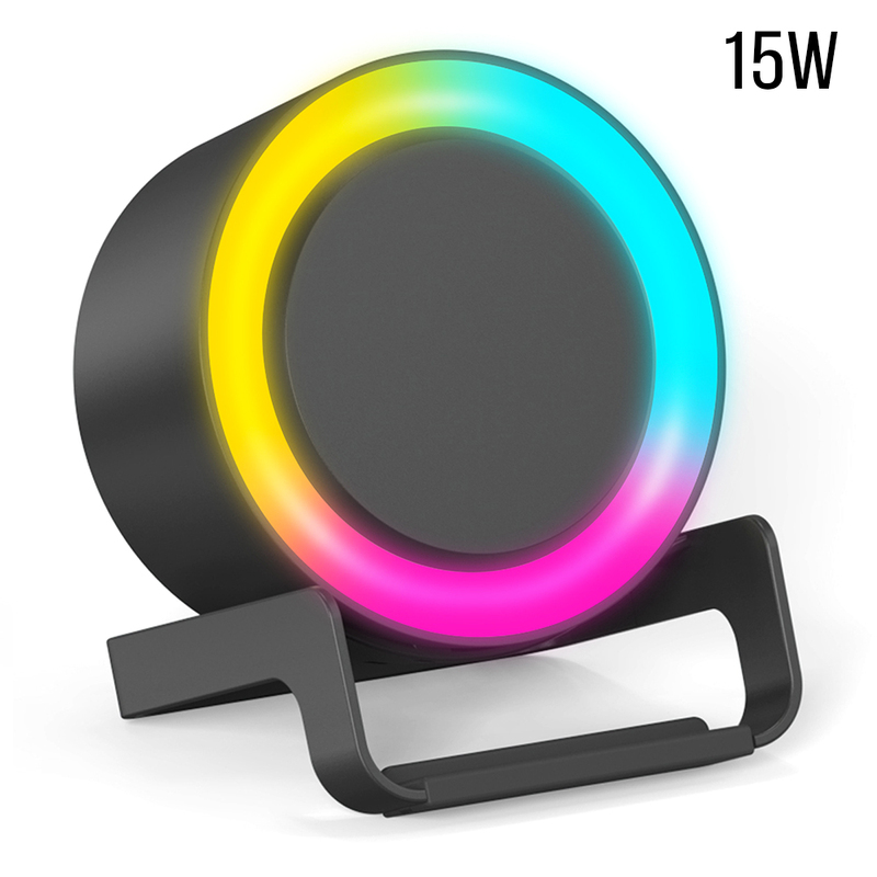 Беспроводная Bluetooth колонка U-Tone RGB c функцией беспроводной зарядки 15W, черный с логотипом