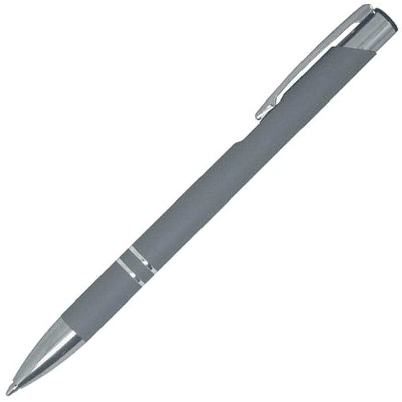 Ручка шариковая Legend Soft Touch, серая с логотипом