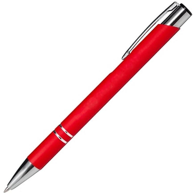 Ручка шариковая Legend Soft Touch, красная с логотипом