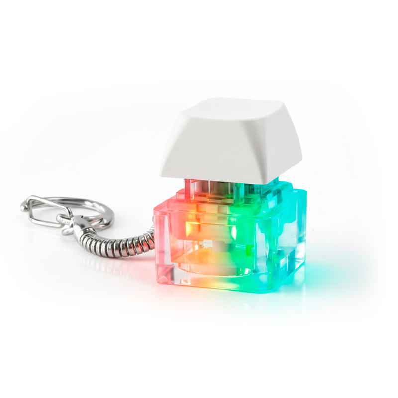 Брелок PUSH ME с LED подсветкой (фонарик), Белый с логотипом