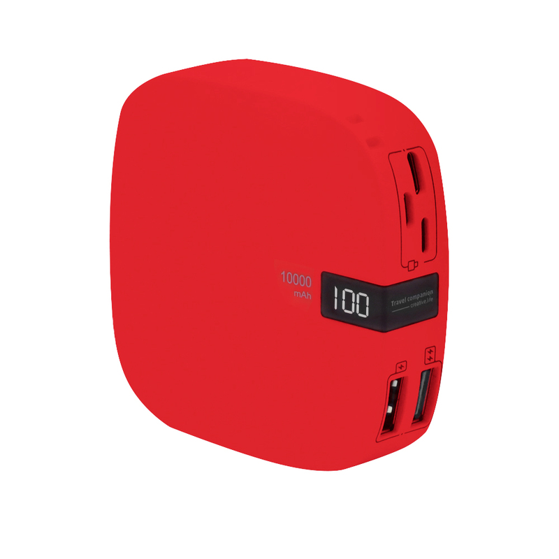 Внешний аккумулятор Revil, 10000 mAh, красный с логотипом