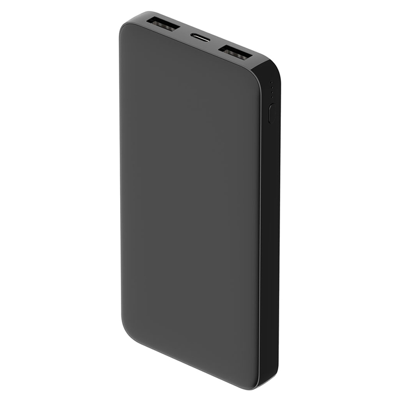 Внешний аккумулятор Polus, 10000 Mah, софт-тач покрытие, черный с логотипом