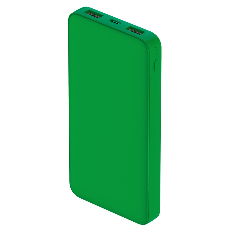 Внешний аккумулятор Polus, 10000 Mah, софт-тач покрытие, зеленый с логотипом