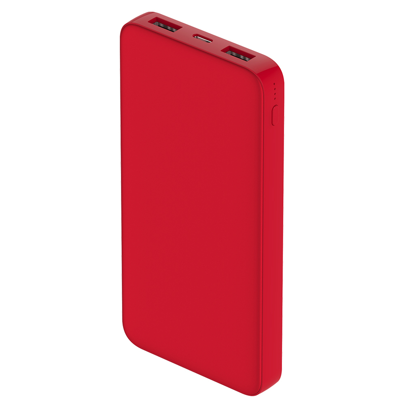 Внешний аккумулятор Polus, 10000 Mah, софт-тач покрытие, красный с логотипом