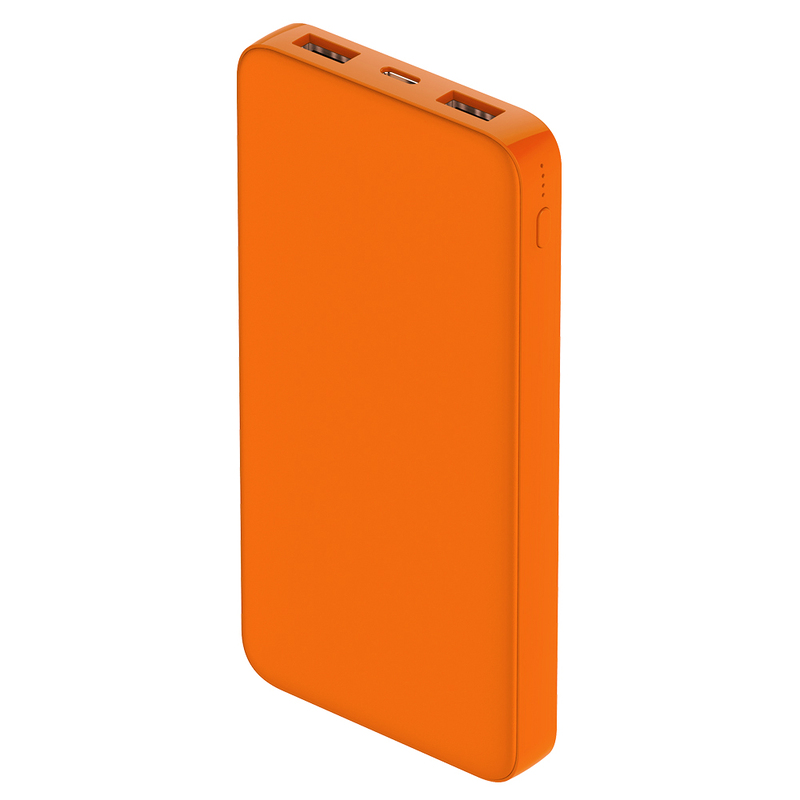 Внешний аккумулятор Polus, 10000 Mah, софт-тач покрытие, оранжевый с логотипом
