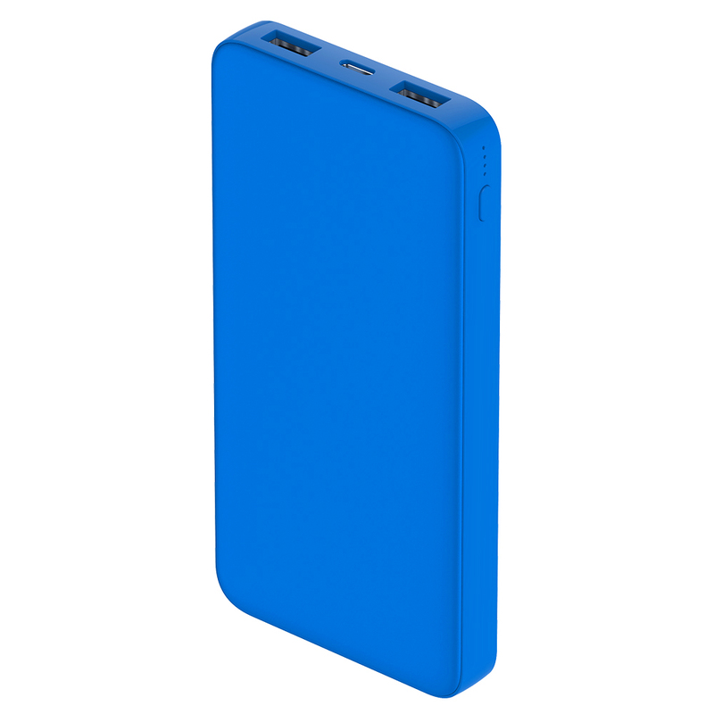 Внешний аккумулятор Polus, 10000 Mah, софт-тач покрытие, светло синий с логотипом
