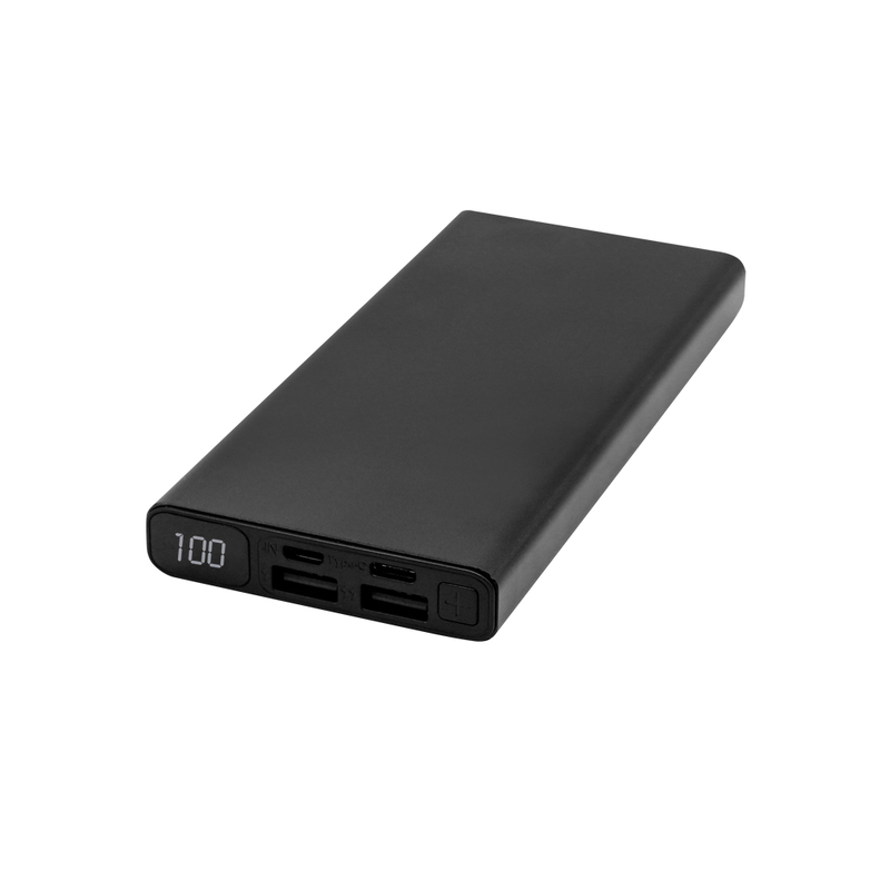 Внешний аккумулятор Höginn в металлическом корпусе, 10000mAh, черный с логотипом