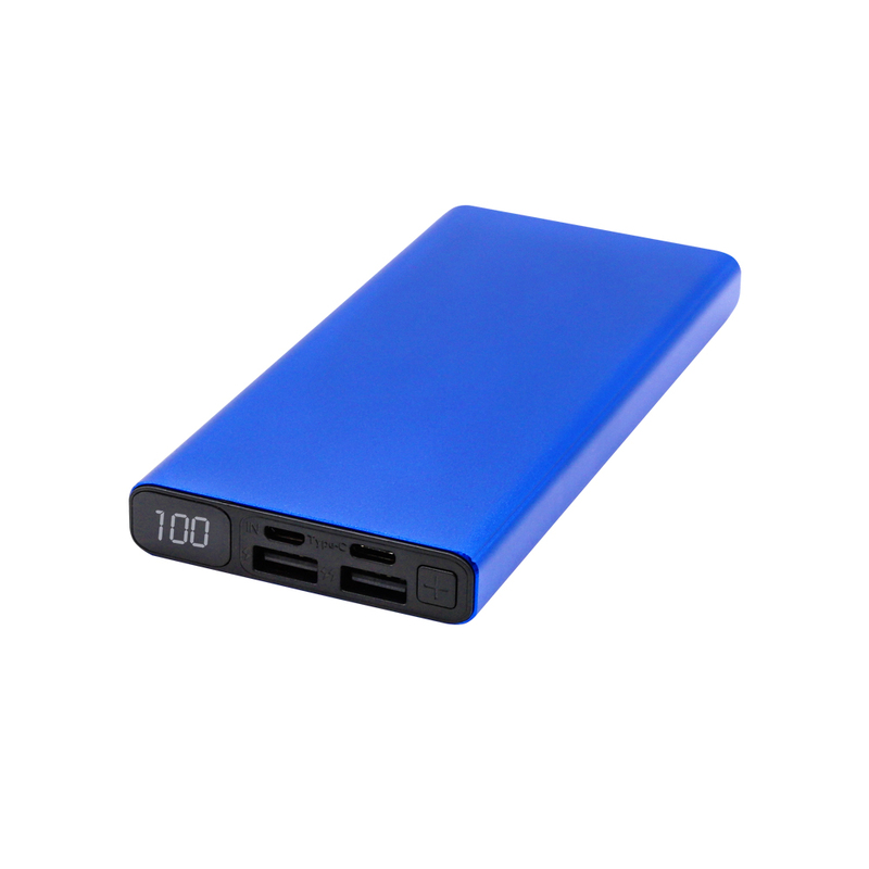 Внешний аккумулятор Höginn в металлическом корпусе, 10000mAh, синий с логотипом