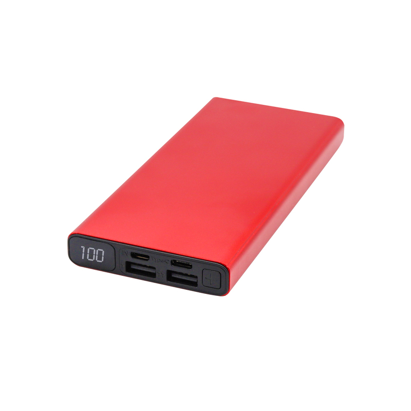Внешний аккумулятор Höginn в металлическом корпусе, 10000mAh, красный с логотипом