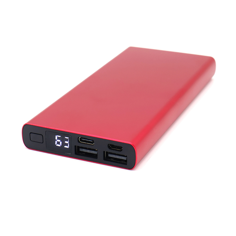 Внешний аккумулятор Höginn в металлическом корпусе, 10000mAh, красный. с логотипом