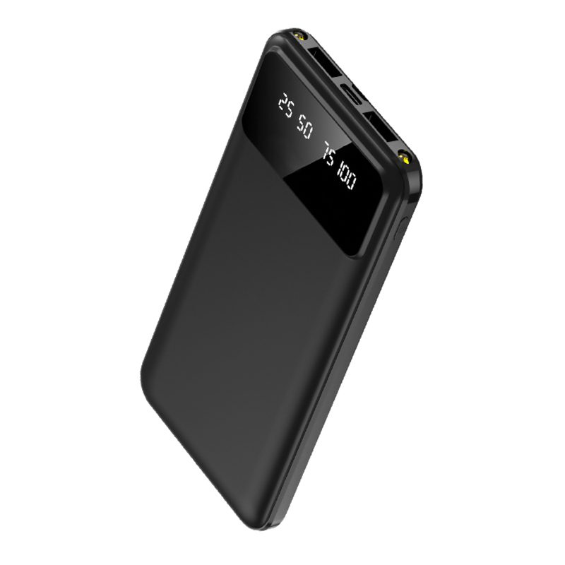 Внешний аккумулятор Dorado 10 000 mAh с фонариком, черный с логотипом