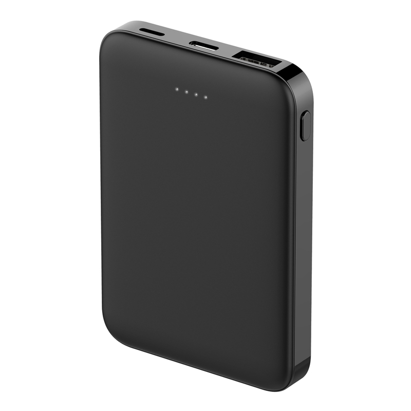 Внешний аккумулятор Fluffy, 5000 Mah, черный с логотипом
