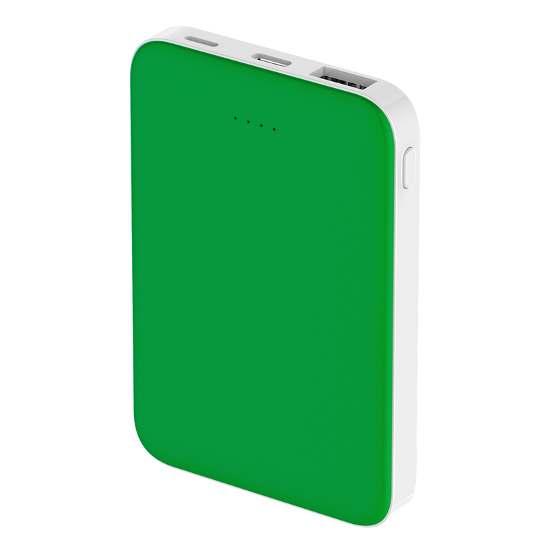 Внешний аккумулятор Fluffy, 5000 Mah, зеленый с логотипом