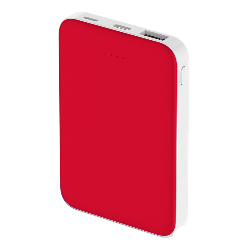 Внешний аккумулятор Fluffy, 5000 Mah, красный с логотипом