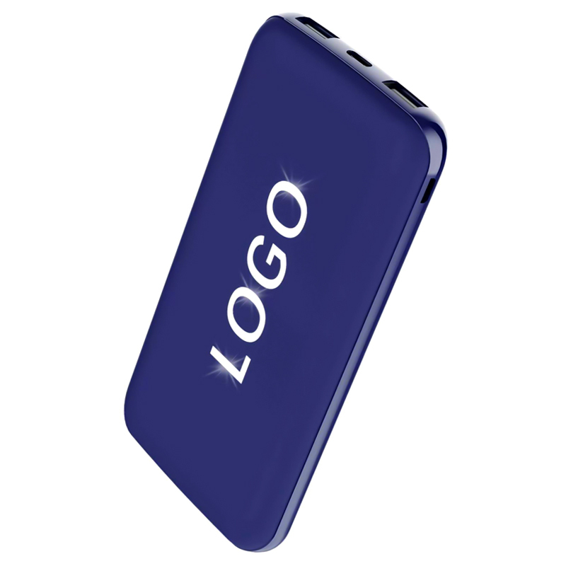 Внешний аккумулятор Kugo, 10000 mAh с подсветкой гравировки, синий с логотипом