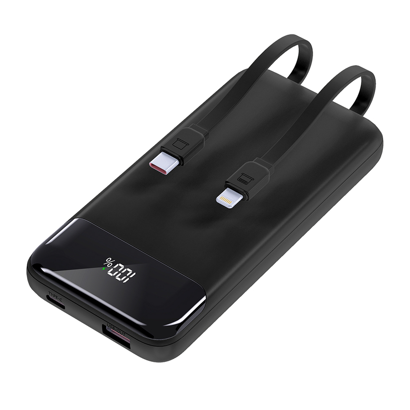 Внешний аккумулятор Nero с быстрой зарядкой (до 22,5W), 10000 mAh, чёрный с логотипом