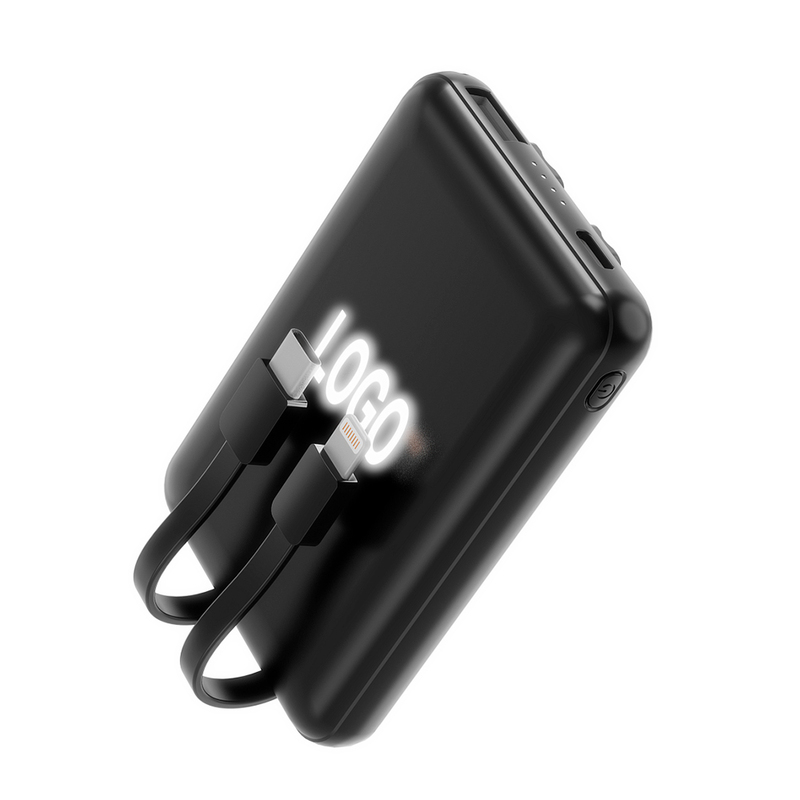 Внешний аккумулятор Eron с подсветкой гравировки, 5000 mAh, чёрный/белый с логотипом