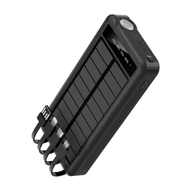 Внешний аккумулятор Xyron с солнечной панелью, 10000 mAh, черный с логотипом