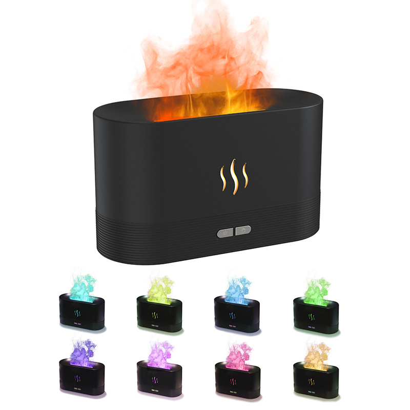 Светодиодный USB увлажнитель-ароматизатор Flame RGB, черный с логотипом
