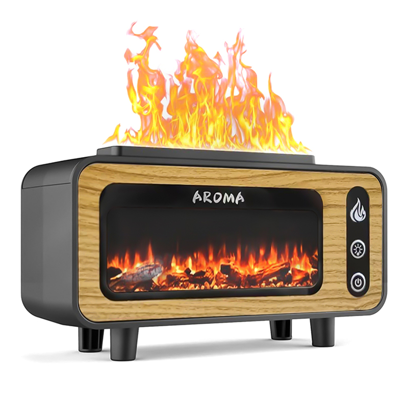 Светодиодный USB увлажнитель-аромадиффузор Vintage Fireplace, коричневый с логотипом