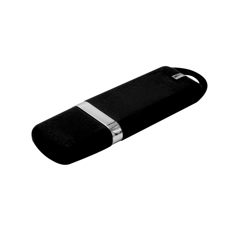 Флешка Shape с покрытием Софт Тач, 16 Гб, черная с логотипом
