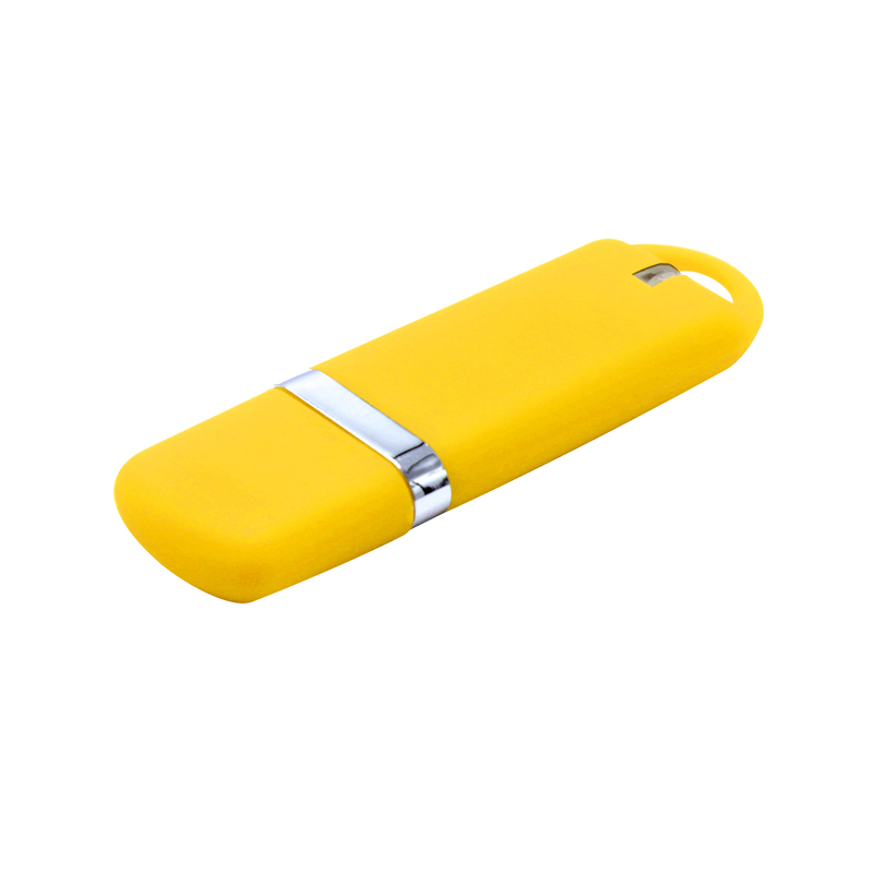 Флешка Shape с покрытием Софт Тач 16 GB, желтая с логотипом