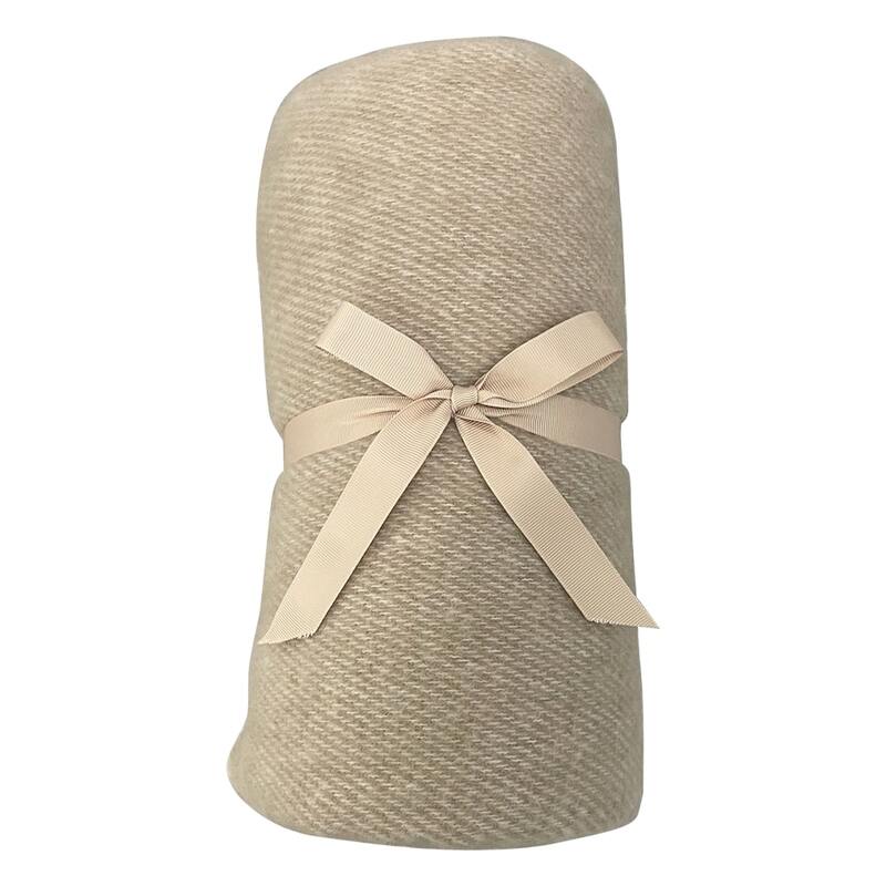 Плед акриловый SUPER SOFT NATURE, бежевый с логотипом