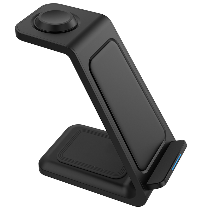 Беспроводное мультизарядное устройство Standy 15W, черный с логотипом