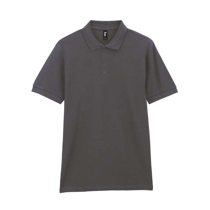 Футболка поло PREMIUM COTTON ADULT DOUBLE PIQUE, ГРАФИТОВЫЙ M с логотипом