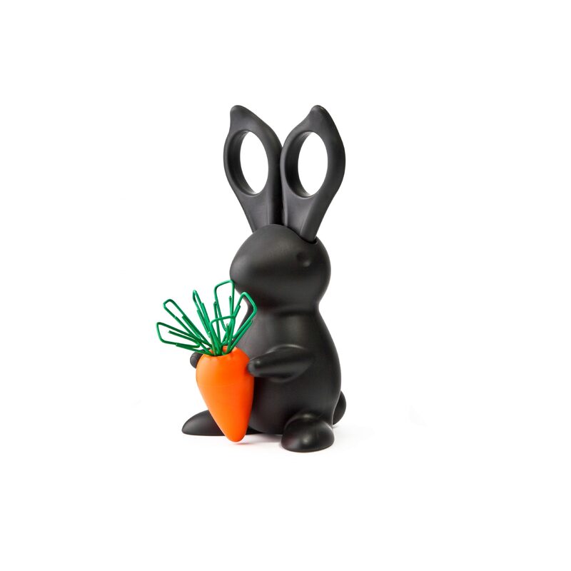 Ножницы и магнит со скрепками Bunny, чёрные с логотипом