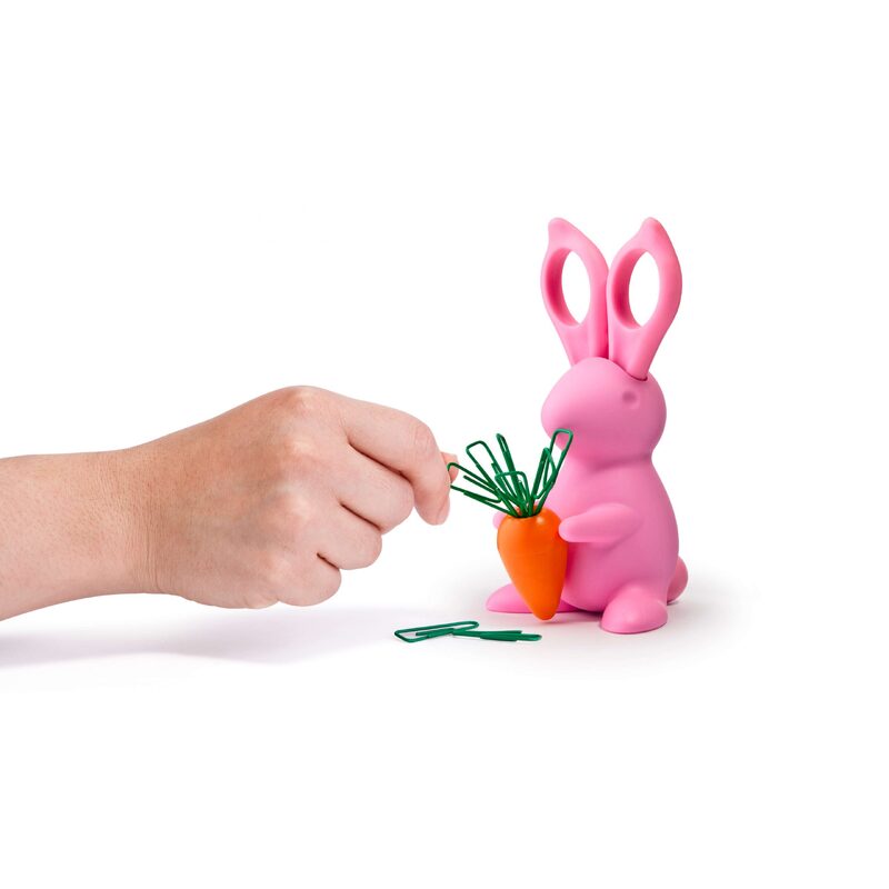 Ножницы и магнит со скрепками Bunny, розовые с логотипом